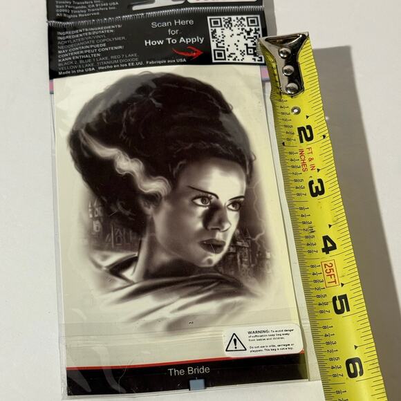 🧟♀️ NWT Temporary Tattoo The Bride of Frankenstein Universal Monsters Epic - Picture 3 of 3